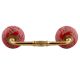 Red Calla Lily Brown Etched Ceramic Bridge Handle 